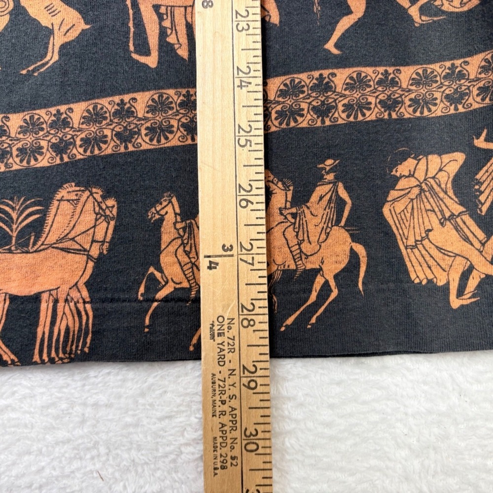 Vintage 90s Fruit of the Loom Greek Mythology All Over Print T-Shirt Large Black - Picture 4 of 11